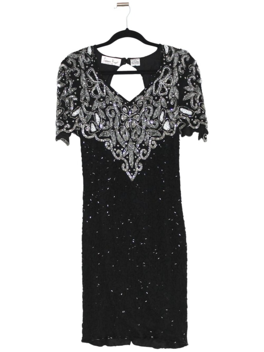 Laurence Kazar Black Sequin Covered Mini Dress Silver Details Large